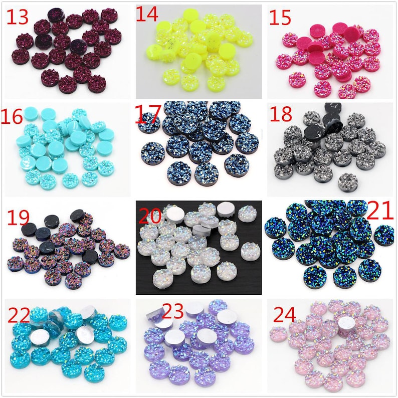 40pcs/Lot 8mm 10mm 12mm Natural ore Style Flat back Resin Cabochons For Bracelet Earrings accessories image 4