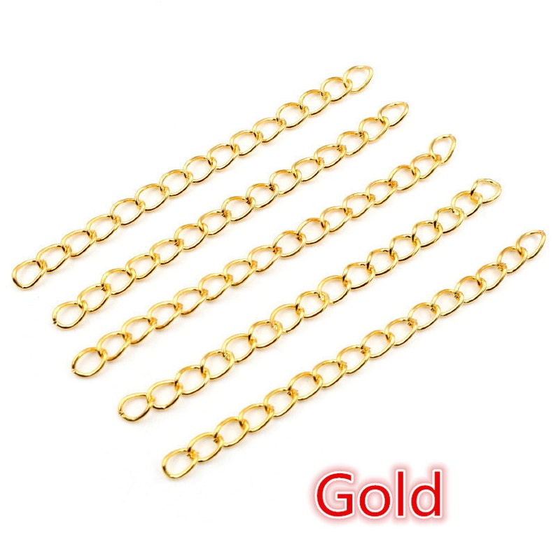 50pcs / lot 50mm 70mm 5x4mm Collier Extension Chaîne En Vrac Bracelet Chaînes Étendues Extension de Queue Pour Bricolage Bijoux Faire Des Découvertes gold