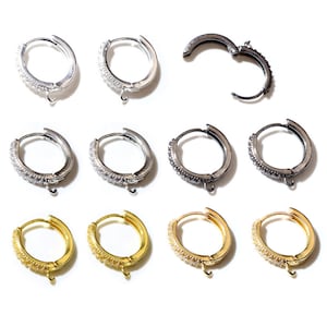 10pcs 15mm with Zircon Gold Silver Color Earring Hooks Leverback Open Loop DIY Earring Clips Clasp Jewelry Making Accessories