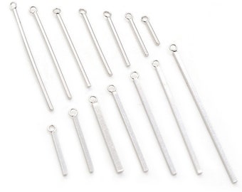 20pcs 10 15 20 25 30 35 40 50mm Acero inoxidable Tubo recto rectangular para pendientes Hallazgos Collar de joyería Amuletos colgantes