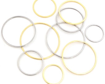 20pcs 15/20/25/30/35/40/45/50/60mm 316 Stainless Steel Gold Color Hoops Earrings Rings Big Circle Ear Wire Hoops Pendant For DIY Jewelry