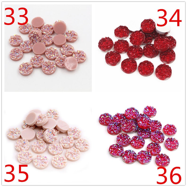 40pcs/Lot 8mm 10mm 12mm Natural ore Style Flat back Resin Cabochons For Bracelet Earrings accessories image 6