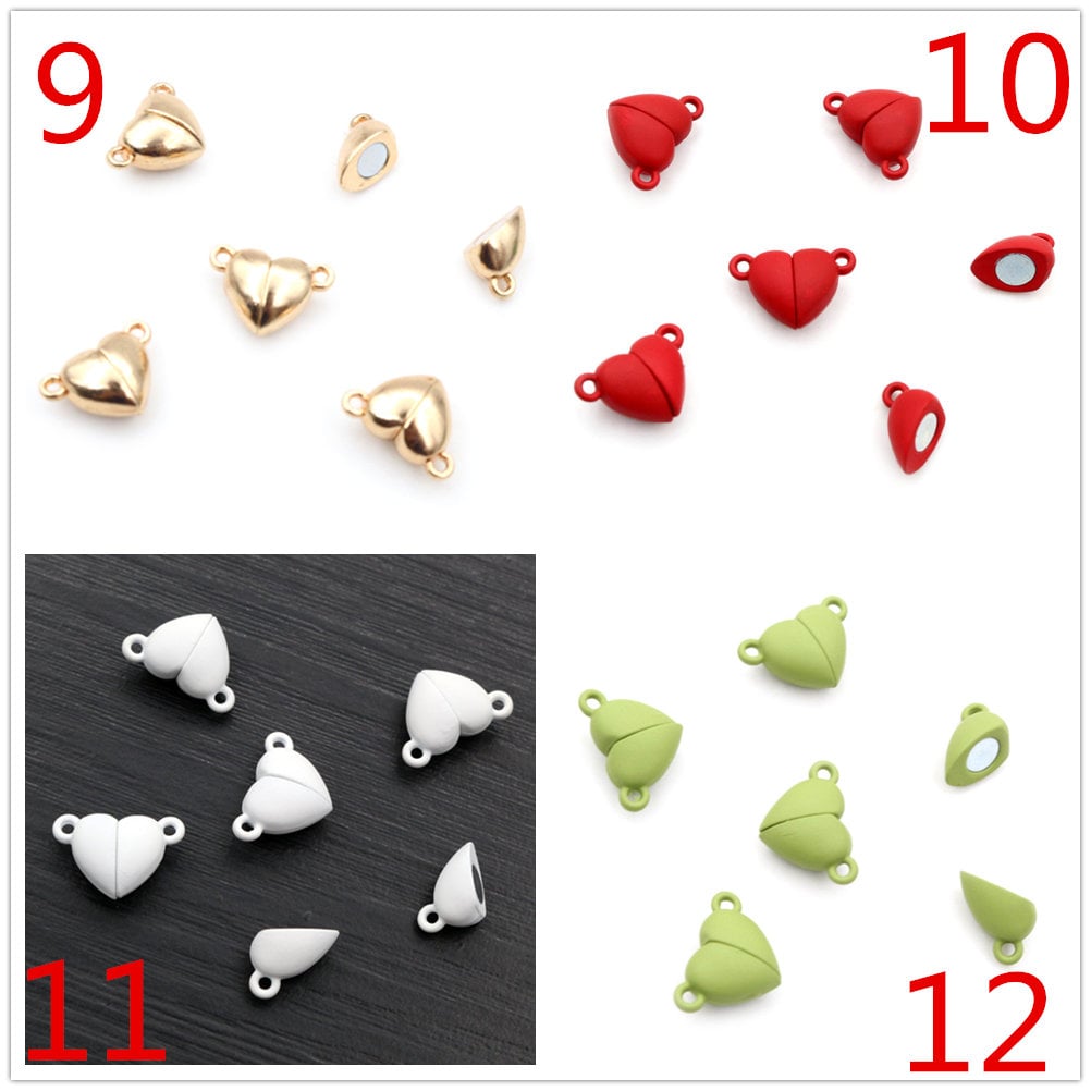 5Set Love Heart Shaped Strong Magnetic Connected Clasps Beads Charms End  Caps for DIY Couple Bracakings Leather Bracelet Jewelry