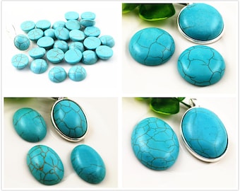 10/12/25mm 18x25/30x40mm Round Oval Naturelle Turquoise Cabochon Cameo