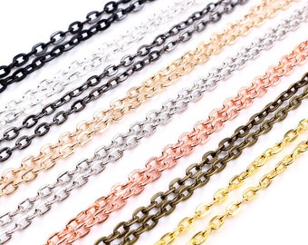 5pcs/lot 4*3mm Diamètre 50 cm 70cm Longueur 8 Couleurs plaquées main Aplatie Chaîne Collier Connecteur pour charmes Base et plateau