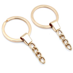 10pcs/lot Key Ring Taille de lanneau: 30mm Porte-clés Rhodium Bronze Gold Plaqué 50mm Long Round Split Keychain Keyrings Wholesale KC Gold
