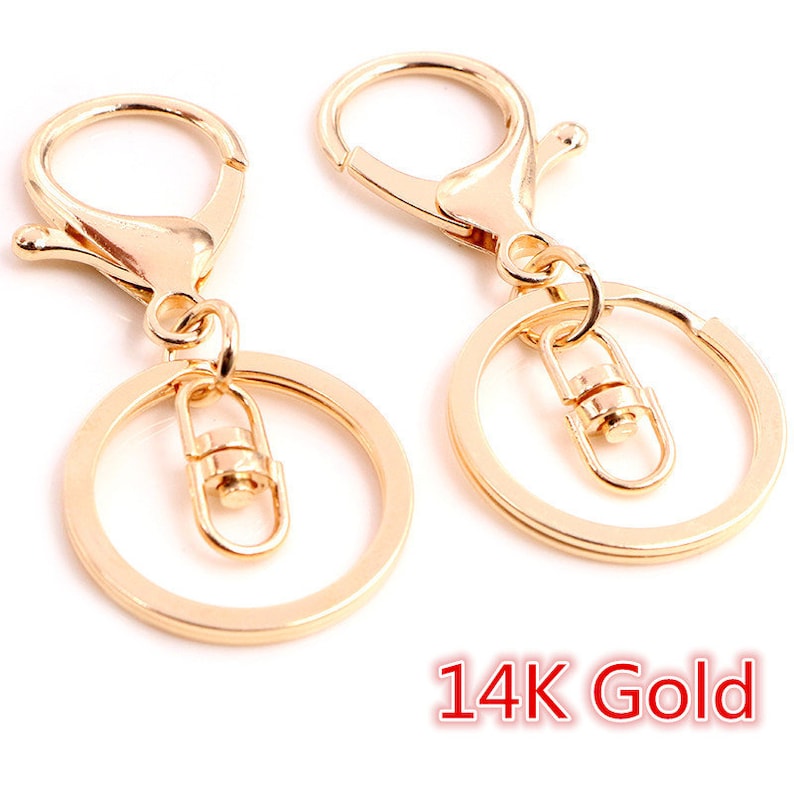 5 teile / los 30mm Schlüsselring Lang 70mm Beliebte Klassiker 8 Farben Überzogene Karabinerverschluss Schlüsselhaken Kette Schmuck, der für keychain S1-01-14K Gold