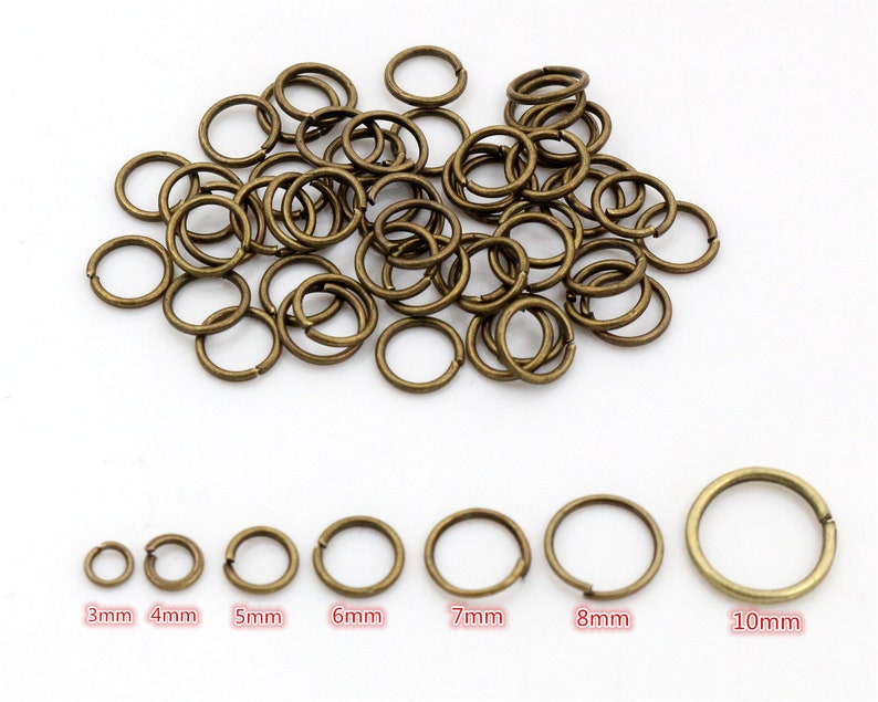 200pcs 3/4/5/6/7/8/10mm Bronze Color Metal DIY Jewelry Findings Open Single Loops Jump Rings & Split Ring for jewelry making image 1