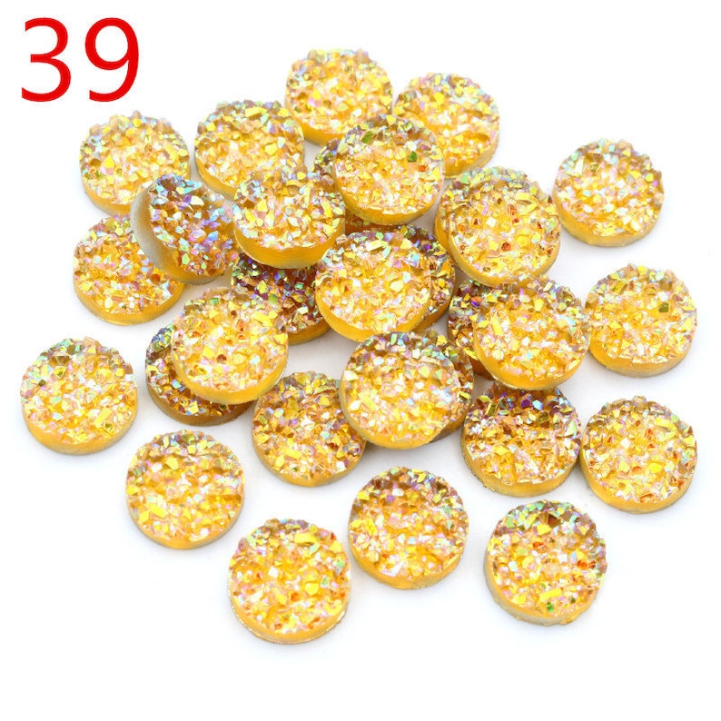 40pcs/Lot 8mm 10mm 12mm Natural ore Style Flat back Resin Cabochons For Bracelet Earrings accessories 39
