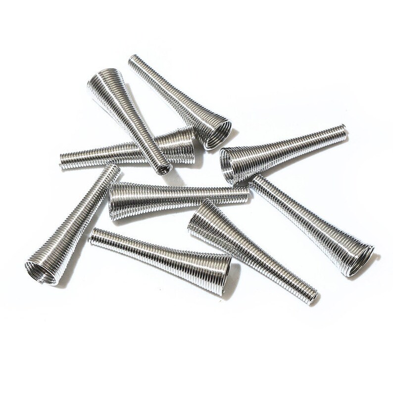 15pcs Metal Spring Funnel Shape Spacer Beads Caps DIY Beading Supplies Cone Spring Coil End caps For Jewelry Makings Accessories Rhodium