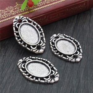 13x18mm 10pcs Antique Silver Cameo Setting Pendant Charms image 3