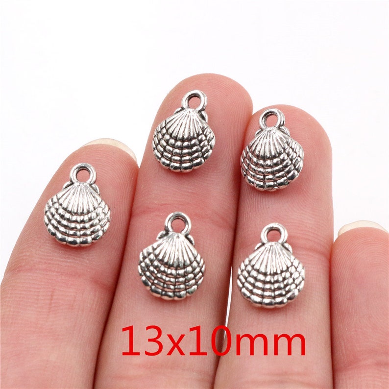 30/12/10/15pcs Antique Silver Shell Charm Pendant for Jewelry Making image 5