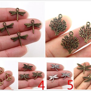 30/1/15pcs 19x16/60x50/24x23/18x14mm Antique Silver and Bronze Plated Dragonfly Handmade Charms Pendant:DIY for bracelet necklace