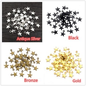 100pcs 11x8mm Star Charms Bronze Gold Tibetan Antique Silver Plated Pendants DIY Jewelry Making Findings for Necklace Earrings image 5