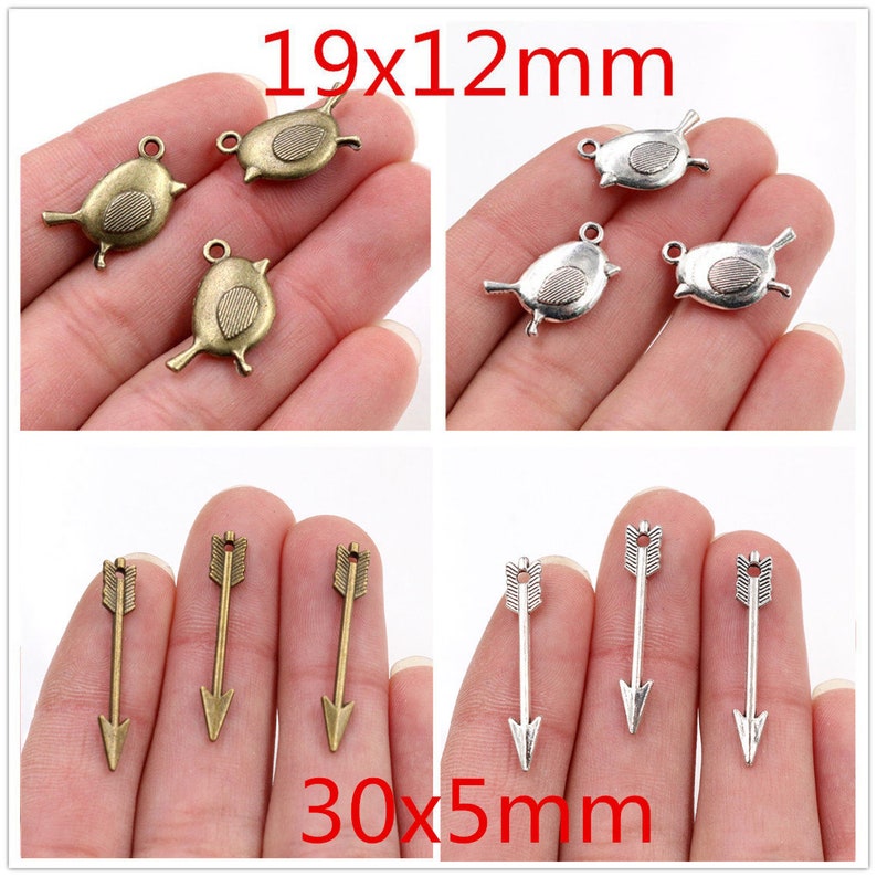 20/10pcs 22x18/24x20/19x12/20x17mm Antique Sliver/Bronze Plated Bird Style Connector Handmade Charms Pendant for Jewelry Making image 3