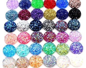 New Fashion 40pcs 8mm 10mm 12mm Mix Colors Natural Stone Convex Series Flat back Resin Cabochons Jewelry Accessories Wholesale Supplies