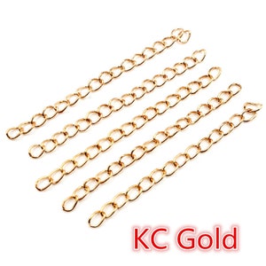 50pcs / lot 50mm 70mm 5x4mm Collier Extension Chaîne En Vrac Bracelet Chaînes Étendues Extension de Queue Pour Bricolage Bijoux Faire Des Découvertes KC gold