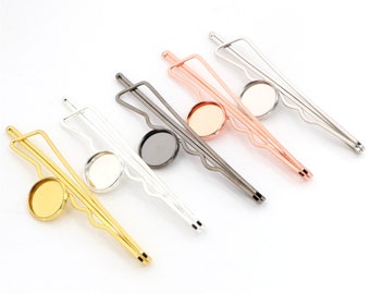 10pcs 12mm High Quality 5 Colors Plated Copper Material Fashion Style Hairpin Hair Clips Hairpin Base Setting Cameo
