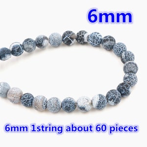 4mm 6mm 8mm 10mm Natural Volcanic Stone Navy perles blanches en pierre ronde pour les bijoux faisant gros et détail image 3