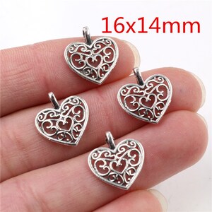 30/20/6pcs Antique Silver/Gold/Bronze/Antique Gold Heart Charms Pendant image 4