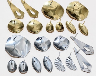 20 postes de acero inoxidable con forma geométrica poligonal irregular para pendientes, ideales para manualidades y joyería.