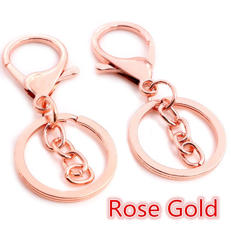 5pcs / lot 30mm Chaîne Porte-clés Long 70mm Populaire classique 8 Couleurs Plaqué mousqueton fermoir clé crochet chaîne fabrication de bijoux pour porte-clés Rose Gold