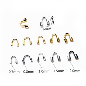 50pcs Stainless Steel Gold Color Wire Protectors Guard Guardian Protectors Loops U Shape Clasps Connector For Jewelry Making image 2