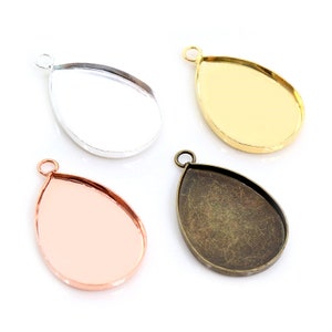 20pcs 13x18mm 18x25mm Inner Size 3 Colors Plated Drop Style Brass Cameo Cabochon Base Setting Charms Pendant necklace findings image 7