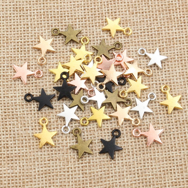 100pcs 11x8mm Star Charms Bronze Gold Tibetan Antique Silver Plated Pendants DIY Jewelry Making Findings for Necklace Earrings image 2