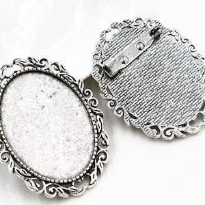 5pc 30x40mm Tamaño interior 4 colores Pin plateado Broche Perforado Estilo Base Ajuste Colgante Antique Silver