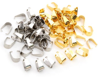 100 Stück Edelstahl Vergoldet Anhänger Pinch Bail Verschlüsse Halskette Haken Clips Verbinder Für Schmuckherstellung Zubehör DIY