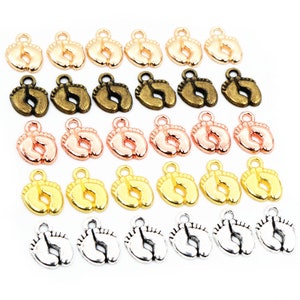 20pcs Charms Feet Foot 13x10mm Tibetan Silver Plated Gold Plated Bronze Pendants Antique Jewelry Making DIY Handmade Craft