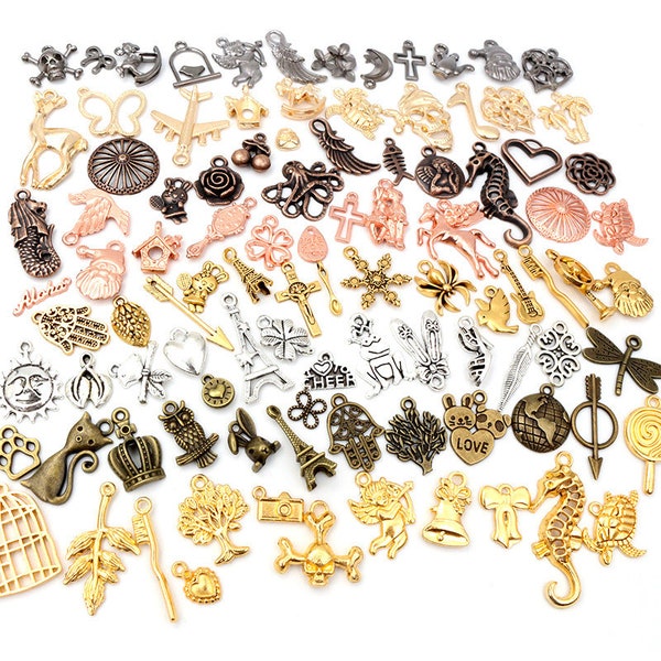 30pcs Mixed Styles Animal Heart Leaf Flower Crown Small Cute Charms Pendants DIY Jewelry Findings for Necklace Bracelet Making Accessories