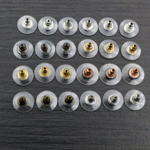 100pcs 11x6mm Pendiente de plástico de metal Espaldas Tapones de bala Earnuts Tapones para los oídos Oro Plateado Hallazgos Accesorios de joyería imagen 2