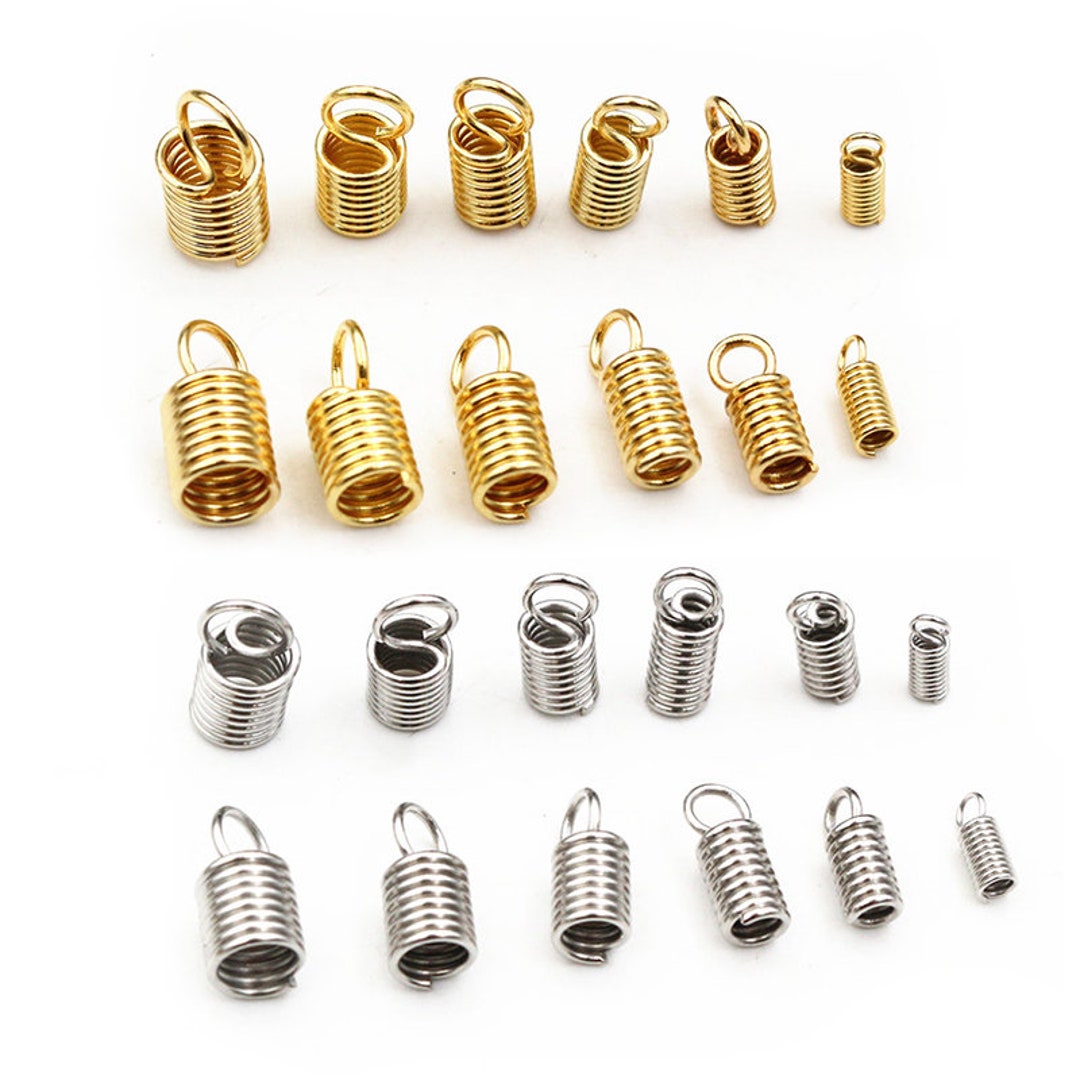 30-100pcs Stainless Steel Spring Crimp Clasps Leather Cord Ends End ...