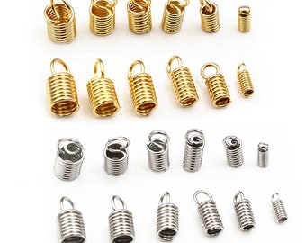 30-100pcs Stainless Steel Spring Crimp Clasps Leather Cord Ends End Caps Connectors For DIY Bracelet Necklace Jewelry Making