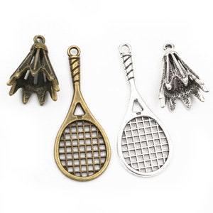 10pcs Badminton Chrams Metal Alloy Antique Silver Plated Bronze Pendants DIY Charms DIY Jewelry Making Findings Accessories
