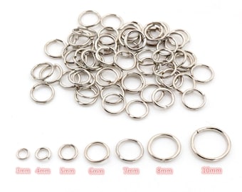200pcs 3/4/5/6/7/8/10mm Rhodium Color Metal DIY Jewelry Findings Open Single Loops Jump Rings & Split Ring for jewelry making