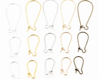 100pcs/Lot 18x10mm/11x24mm/36x16mm Silver /Bronze/Rhodium/KC Gold Plated Earring hooks Kidney Earring Ear Wires Findings DIY Jewelry Making