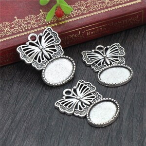 13x18mm 10pcs Antique Silver Cameo Setting Pendant Charms image 4