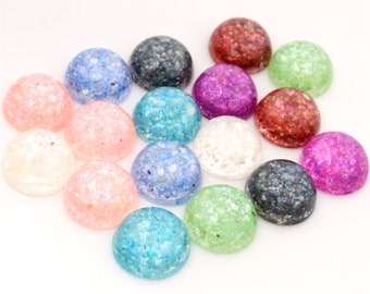 16 18 20mm 10pcs/Lot Mix Colors Built-in Real Shells Style Flat back Resin Cabochons Fit 16 18 20mm Cameo Base Cabochons