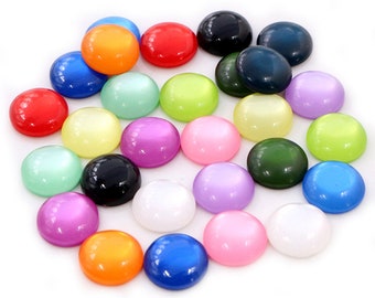 New Fashion 40pcs 8mm 10mm 12mm Mix Colors Cat's eye Series Flat back Resin Cabochons Jewelry Accessories Wholesale Supplies