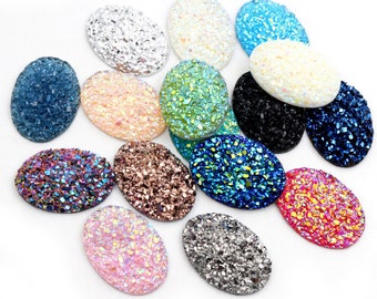 New Fashion 10pcs 18x25mm Mixed Colors Natural ore Style Flat back Resin Cabochons For Bracelet Earrings accessories