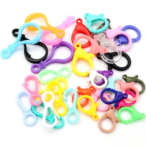 20-50pcs/lot Multi-colors Mixed Plastic Snap Lobster Clasp Hooks DIY Jewelry Making Findings for Keychain Toys Backpack Accessories