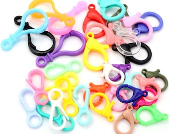 20-50pcs/lot Multi-colors Mixed Plastic Snap Lobster Clasp Hooks DIY Jewelry Making Findings for Keychain Toys Backpack Accessories