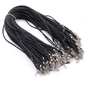 20Pcs/lot Real Handmade Leather Adjustable Braided Rope Necklaces & Pendant Charms Findings Lobster Clasp String Cord 2 mm image 4