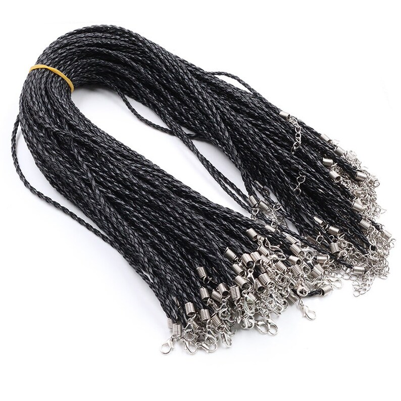 Leather Rope Chain 20pcs/lot Real Handmade Leather Adjustable Braided Rope Necklaces ...