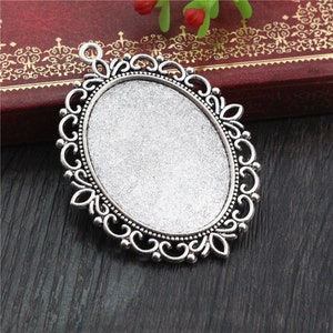 Nouvelle mode 5pcs 30x40mm Taille intérieure Antique Bronze Et Argent Or Double Side Style Cabochon Base Cadre Charmes Pendentif Antique Silver