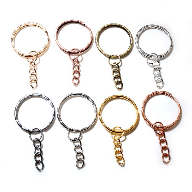 20pcs Key Ring Key Chain Round Split Keyfob Keyrings With