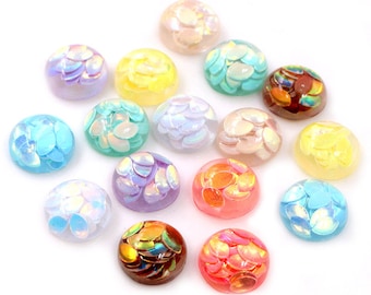 New Fashion 40pcs 12mm Mix Colors Four seasons Falling leaves Style Flat back Resin Cabochon for Bracelet Earrings Accessories